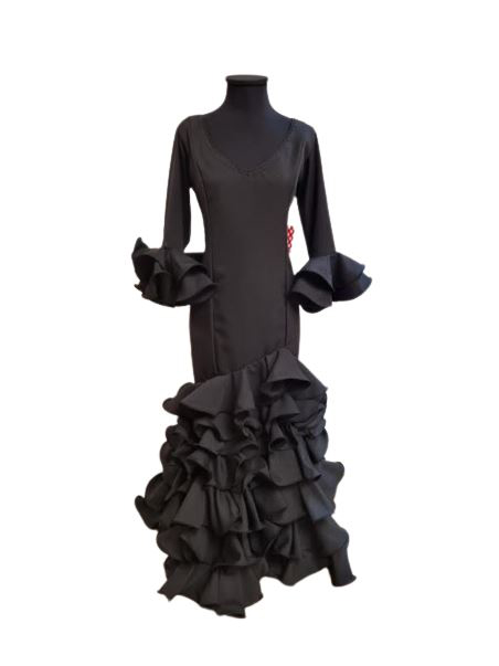 Size 38. Economic Black Plain Color Flamenca Dress